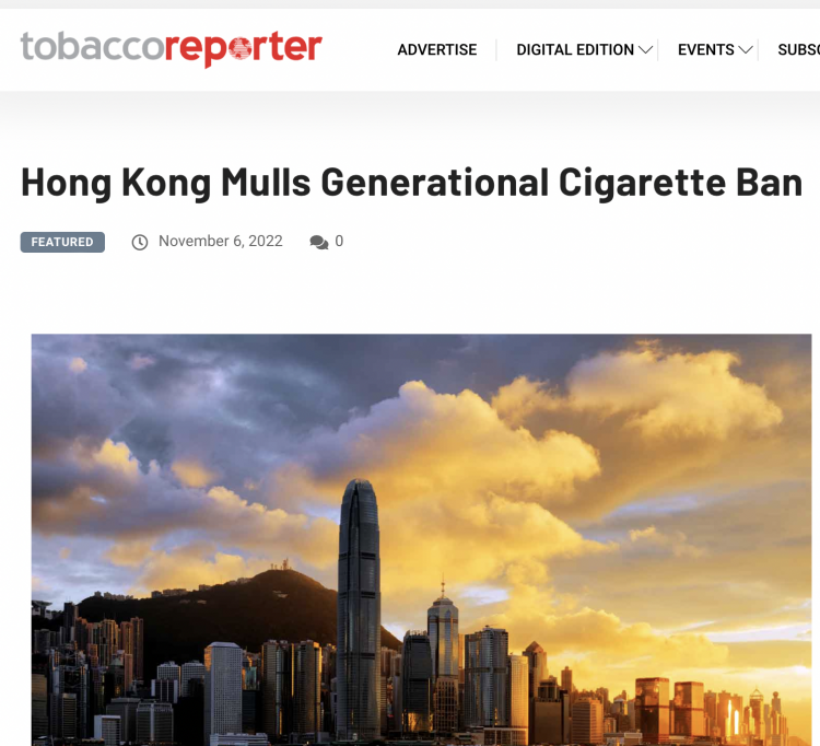 Hong Kong Proposes Ban on Cigarettes for Residents Born After 2009